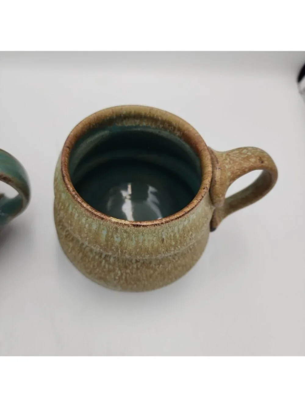 Pair Set 2 Handmade Coffee Mugs Pottery Ceramic Cups Multicolor Signed Artisan